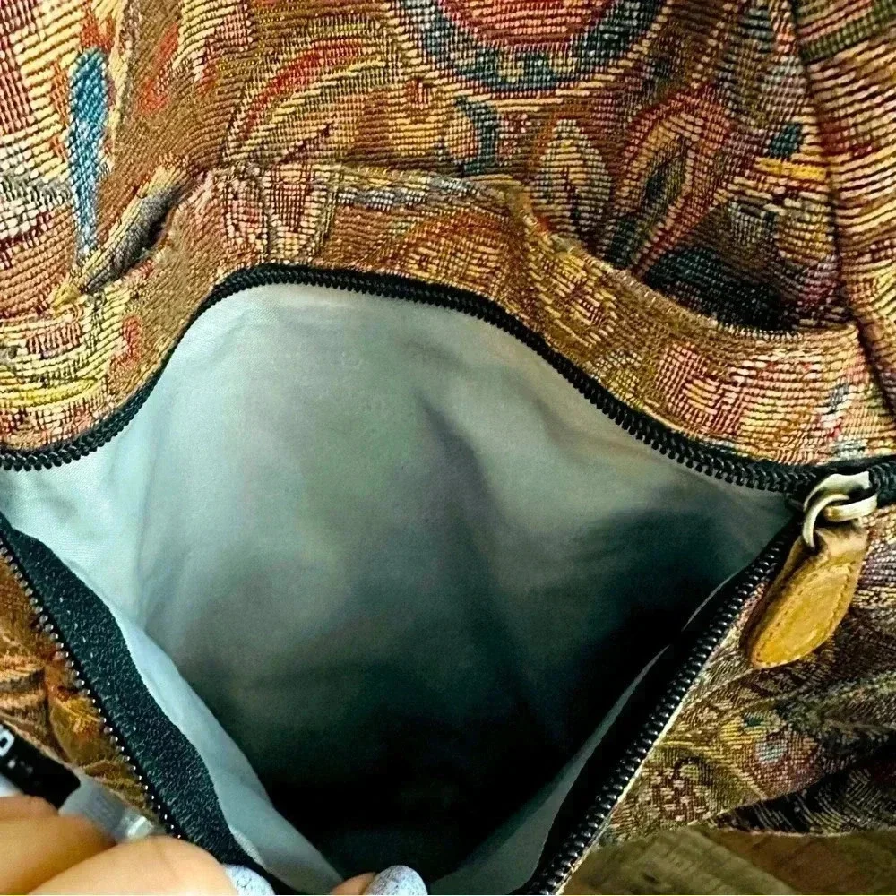 Vintage 90s L.L. Bean Ameribag Paisley Tapestry Sling Shoulder Bag Backpack